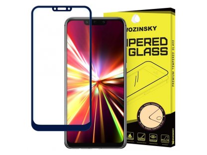 Super odolné tvrzené sklo Full Glue přes celý displej s rámem Case Friendly Huawei Mate 20 Lite modré