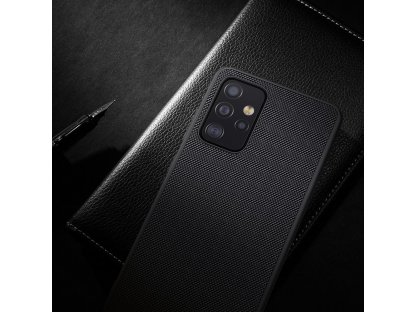 Textured odolný vyztužený zadní kryt s gelovým rámem a nylonovou zadní stranou pro Samsung Galaxy A52 5G / A52 4G černý