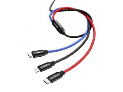 Three Primary Colors kabel 3v1 USB - micro USB / Lightning / USB-C v nylonovém opletení 3.5A 1,2M černý (CAMLT-BSY01)