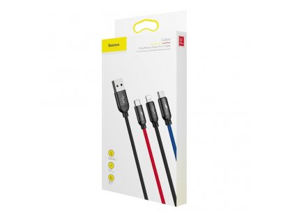 Three Primary Colors kabel 3v1 USB - micro USB / Lightning / USB-C v nylonovém opletení 3.5A 1,2M černý (CAMLT-BSY01)