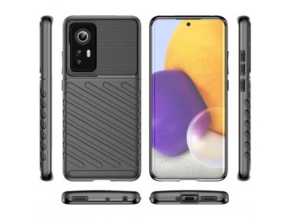 Thunder Case flexibilní pancéřový zadní kryt pro Xiaomi 12/12X černý