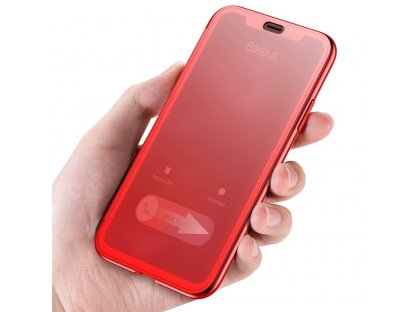 Touchable Case gelové pouzdro s tvrzeným sklem iPhone X červené