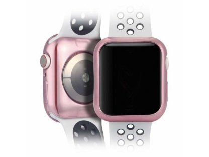 TPU Plating 2x gelové elastické pouzdro na Apple Watch 4 44mm růžové/průsvitné