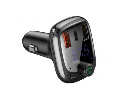 Transmiter FM Bluetooth 5.0 nabíječka do auta PPS Quick Charge QC4.0 Power Delivery USB Typ C / micro SD 5A 36W černá (CCTM-B01)