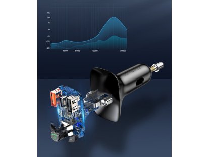 Transmiter FM Bluetooth 5.0 nabíječka do auta PPS Quick Charge QC4.0 Power Delivery USB Typ C / micro SD 5A 36W černá (CCTM-B01)