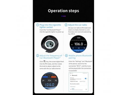 Vysílač FM MP3 bluetooth 5.0 + čtečka karet TF + 2xUSB QC3.0 BC57
