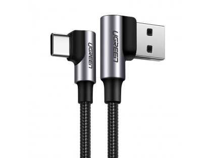 Ugreen úhlový kabel USB - USB Type C Quick Charge 3.0 QC3.0 3 A 1 m šedý