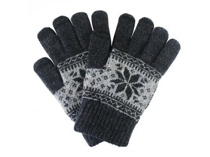 Univerzální rukavice pro dotykové displeje se zimním vzorkem šedé