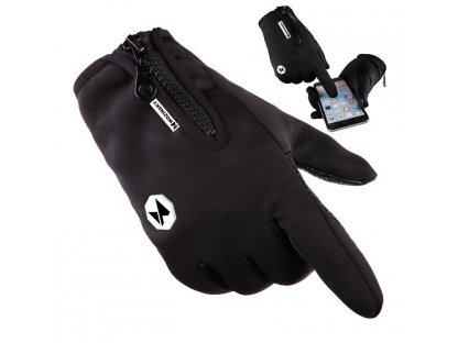 Univerzální sportovní zimní voděodolné rukavice pro dotykové displeje černé (WTG1BK)