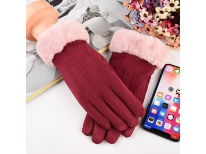 Univerzální zimní rukavice pro dotykové displeje růžové