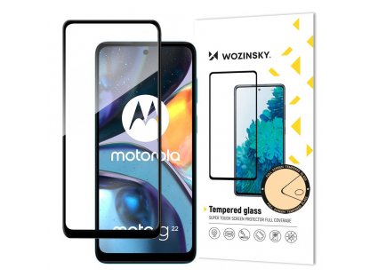 Velmi pevné Full Glue tvrzené sklo přes celou obrazovku s rámečkem Case Friendly Motorola Moto G22 - černá