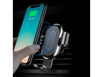 Wireless Charger Gravity držák do auta na ventilační mřížku + bezdrátová nabíječka Qi stříbrný