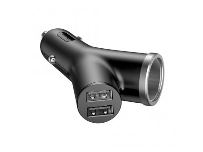 Y Type Car Charger nabíječka do auta 2x USB + zásuvka zapalovače 3.4A černá (CCALL-YX01)