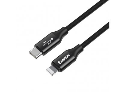 Yiven kabel v látkovém opletení USB-C / Lightning 2A 2M černý (CATLYW-D01)