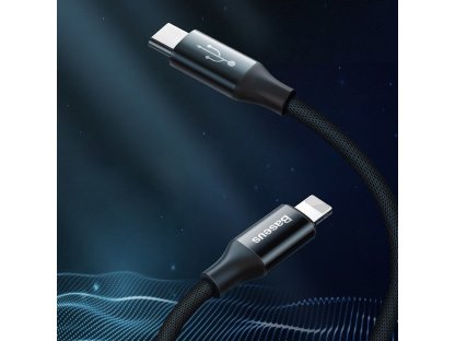 Yiven kabel v látkovém opletení USB-C / Lightning 2A 2M černý (CATLYW-D01)