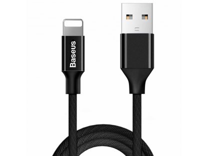 Yiven kabel v látkovém opletení USB / Lightning 1,8M černý (CALYW-A01)