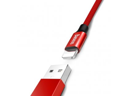 Yiven kabel v materiálovém opletení USB / Lightning 1,8M červený (CALYW-A09)