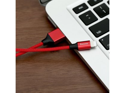 Yiven kabel v materiálovém opletení USB / Lightning 1,8M červený (CALYW-A09)