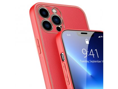 Yolo elegantní pouzdro z ekokůže pro iPhone 13 Pro Max červené