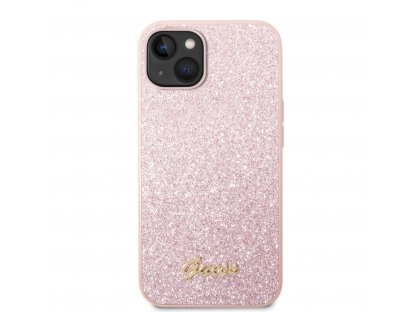 Zadní kryt PC/TPU Glitter Flakes Metal Logo pro iPhone 14 růžový