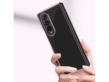 Zadní kryt Plating Case s kovovým rámečkem pro Samsung Galaxy Z Fold 3 růžové