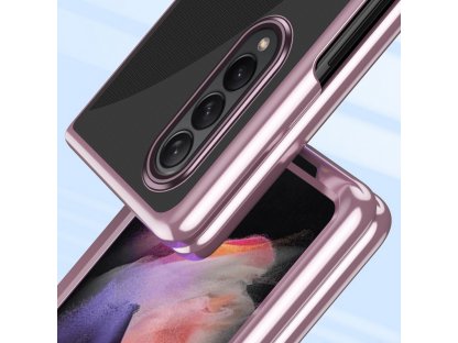 Zadní kryt Plating Case s kovovým rámečkem pro Samsung Galaxy Z Fold 3 růžové