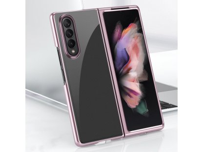 Zadní kryt Plating Case s kovovým rámečkem pro Samsung Galaxy Z Fold 3 růžové