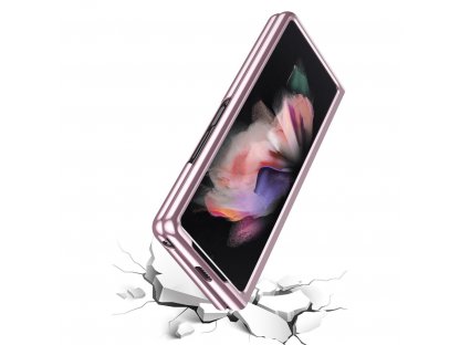 Zadní kryt Plating Case s kovovým rámečkem pro Samsung Galaxy Z Fold 3 růžové