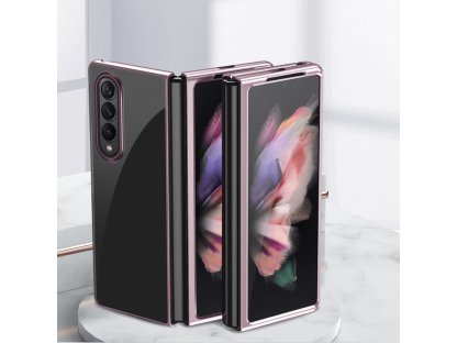 Zadní kryt Plating Case s kovovým rámečkem pro Samsung Galaxy Z Fold 3 růžové