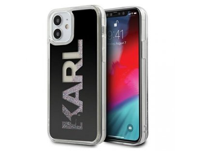 Zadní kryt pro iPhone 12 mini 5,4" černý Karl Logo Glitter KLHCP12SKLMLBK