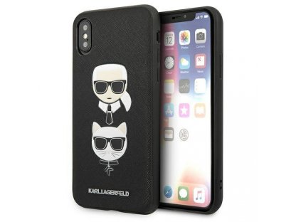 Zadní kryt pro iPhone X/XS černý Saffiano Karl&Choupette Head