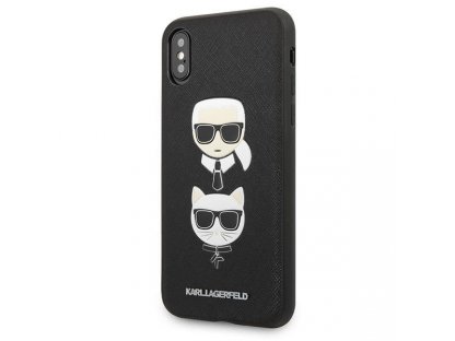 Zadní kryt pro iPhone X/XS černý Saffiano Karl&Choupette Head