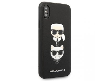 Zadní kryt pro iPhone X/XS černý Saffiano Karl&Choupette Head