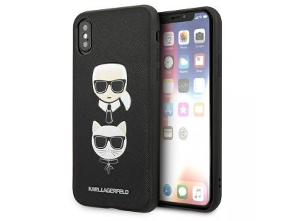 Zadní kryt pro iPhone XS Max černý Saffiano Karl&Choupette Head