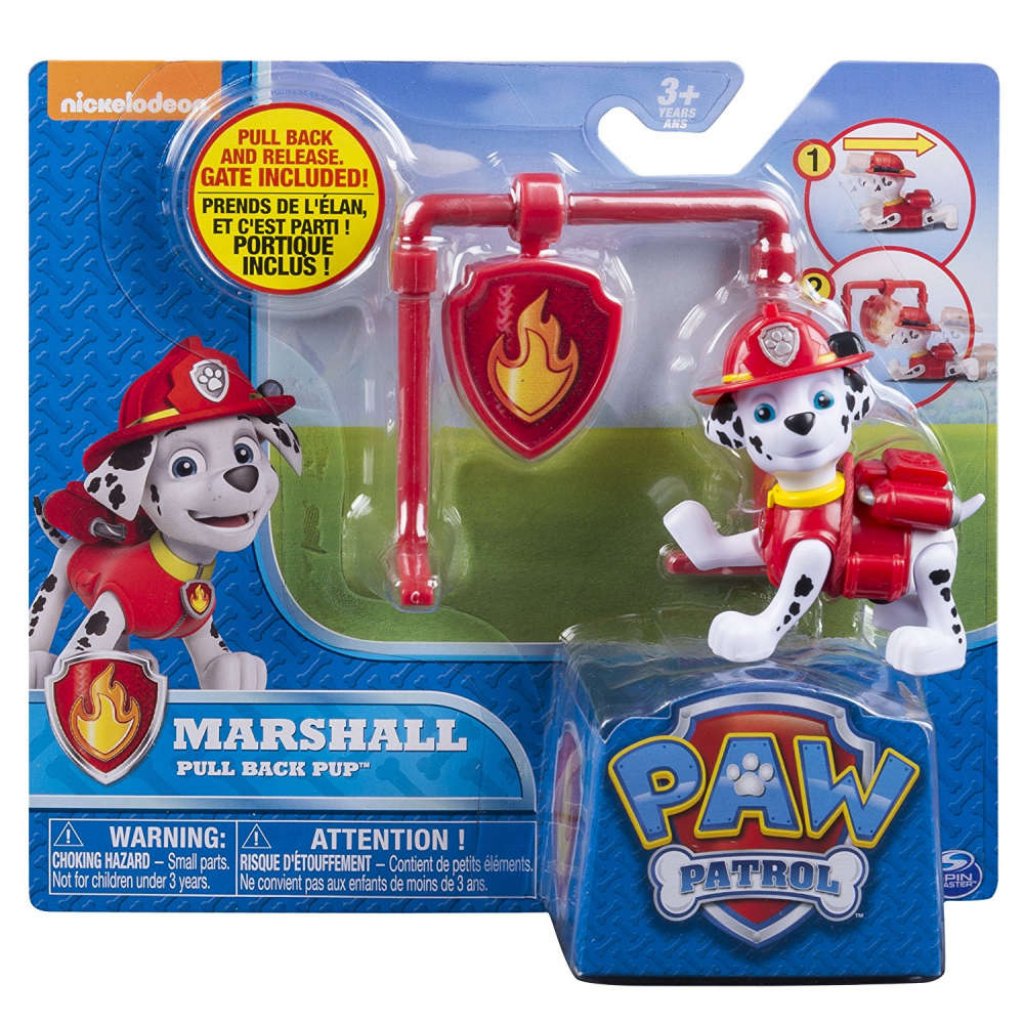 MARSHALL Pull Back Pup Psí PAW patrola - figurka s odznakem