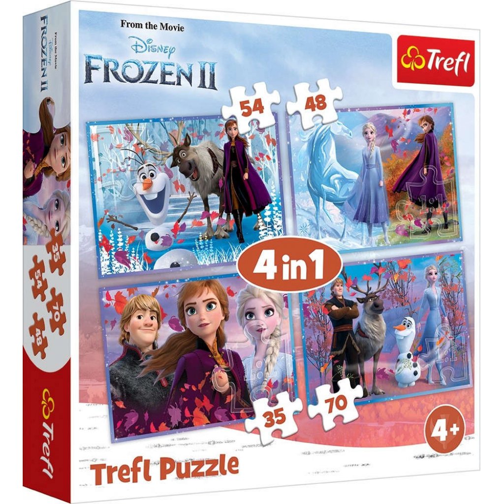 Puzzle 34323 Frozen 2, Ledové království 4 v 1, 35, 48, 54, 70 dílků