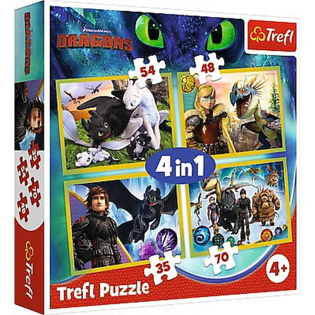 Puzzle 34341 Jak vycvičit draka 4 v 1, 35, 48, 54, 70 dílků