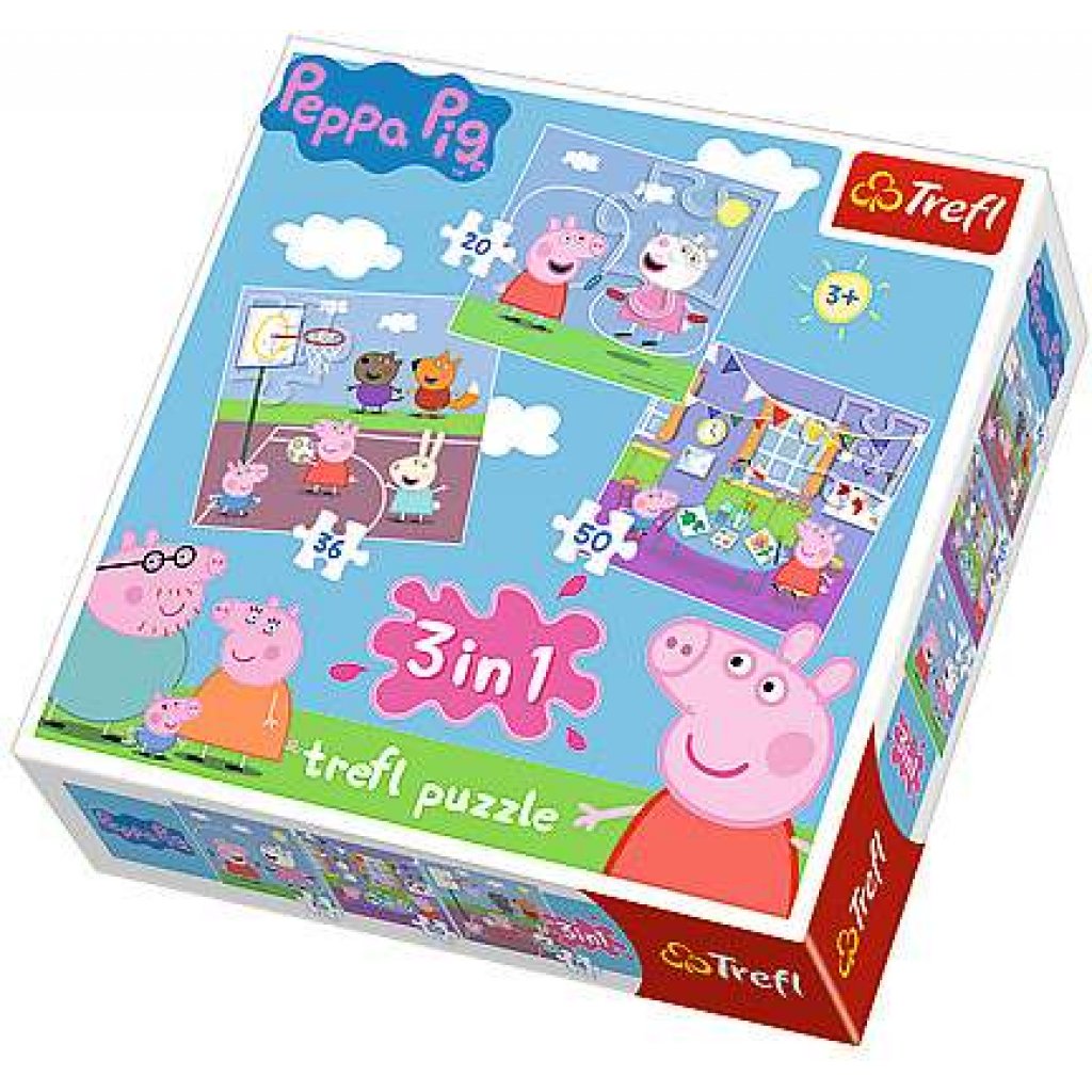 Puzzle  34813 Peppa Pig, Pepina 3v1, 20, 36, 50 dílků