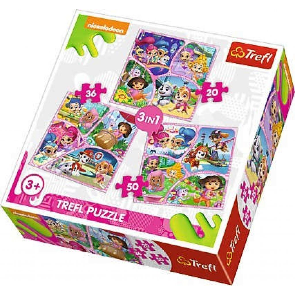 Puzzle 34828 - Nickelodeon Junior Multi  3 v 1, 20 , 36, 50 dílků
