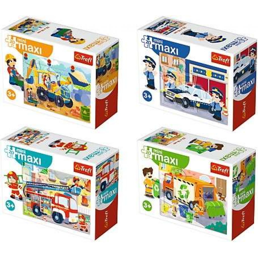 Puzzle 56013 Auta, dopravní stroje - 4x20 dílků mini, maxi