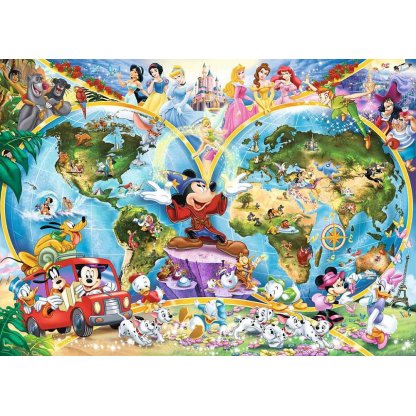 Puzzle 15785 Disney mapa, postavičky 1000 dílků  2