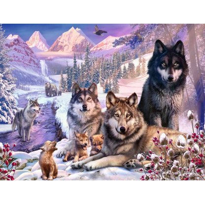 Puzzle 16012 Vlci na sněhu 2000 dílků