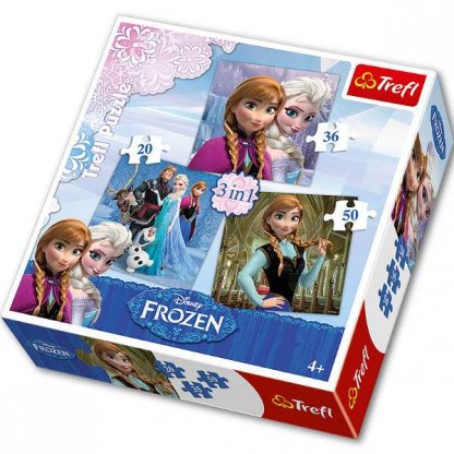 Puzzle 34198 - Ledové království Frozen 3 v 1, 20 , 36, 50 dílků
