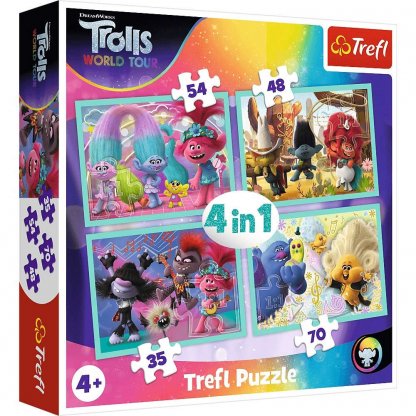 Puzzle 34336 Trolls 4 v 1, 35, 48, 54, 70 dílků