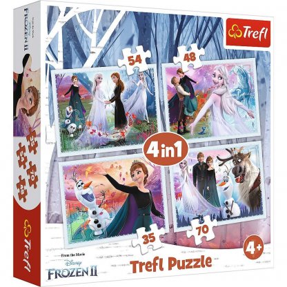 Puzzle 34344 Frozen 2, Ledové království 4 v 1, 35, 48, 54, 70 dílků
