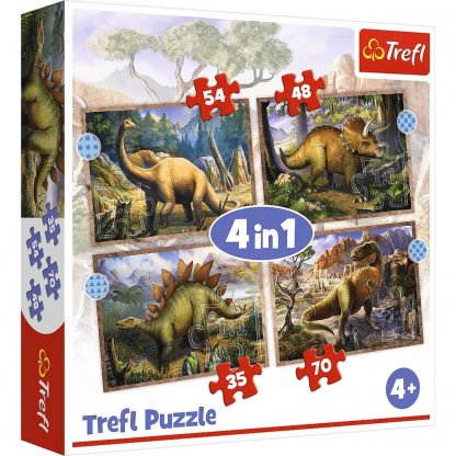 Puzzle 34383 Dinosauři 4 v 1, 35, 48, 54, 70 dílků