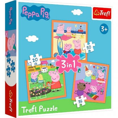 Puzzle 34852 Peppa Pig 3 v 1, 20, 36, 50, dílků