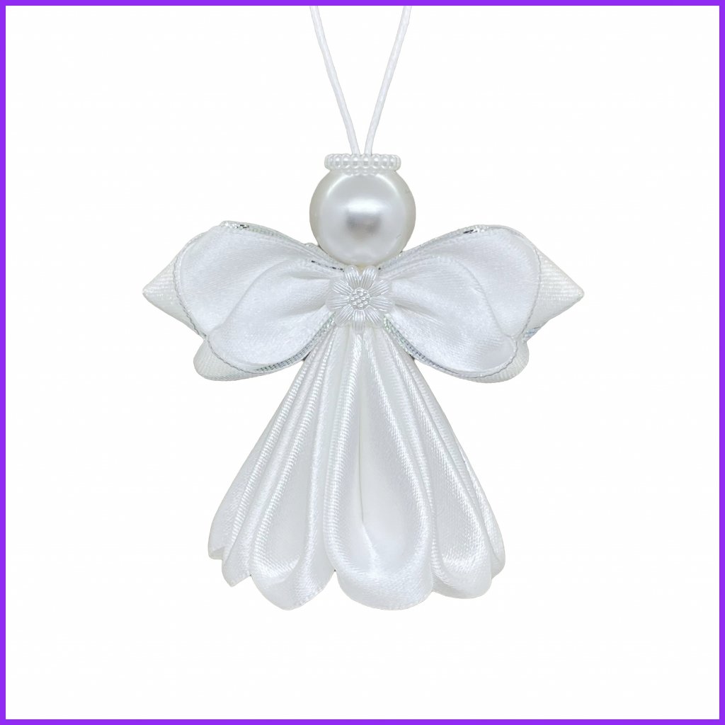 Angel kanzashi - white