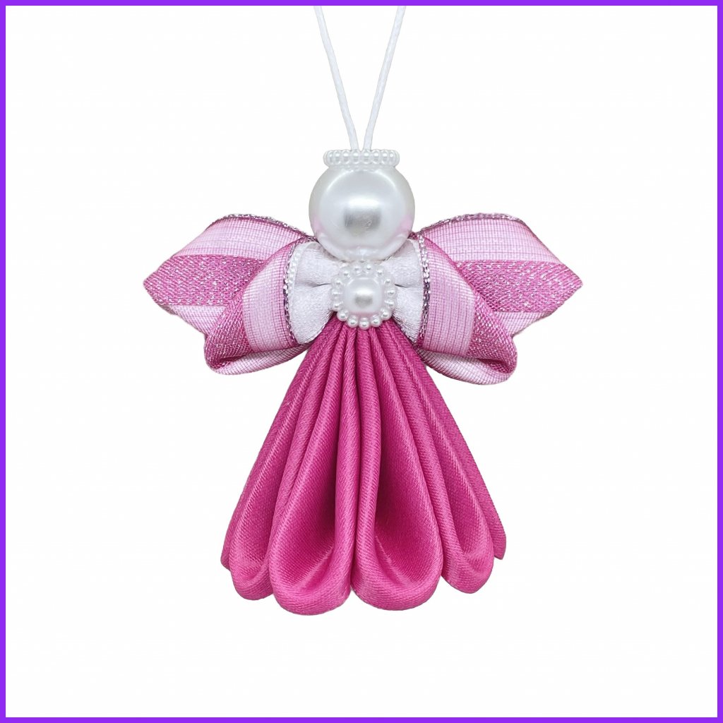 Angel kanzashi - dark pink matte