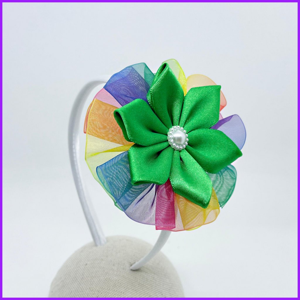 Headband with flower 2in1 - rainbow